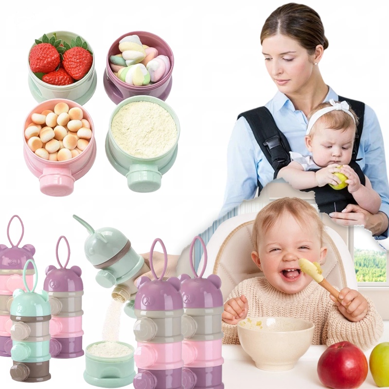 Food Snacks For Toddlers - 3/4層カラーミルクパウダーボックス便利でポータブルなミルクパウダーボックス幼児用食品容器ポーショントラベルスナックコンテナ