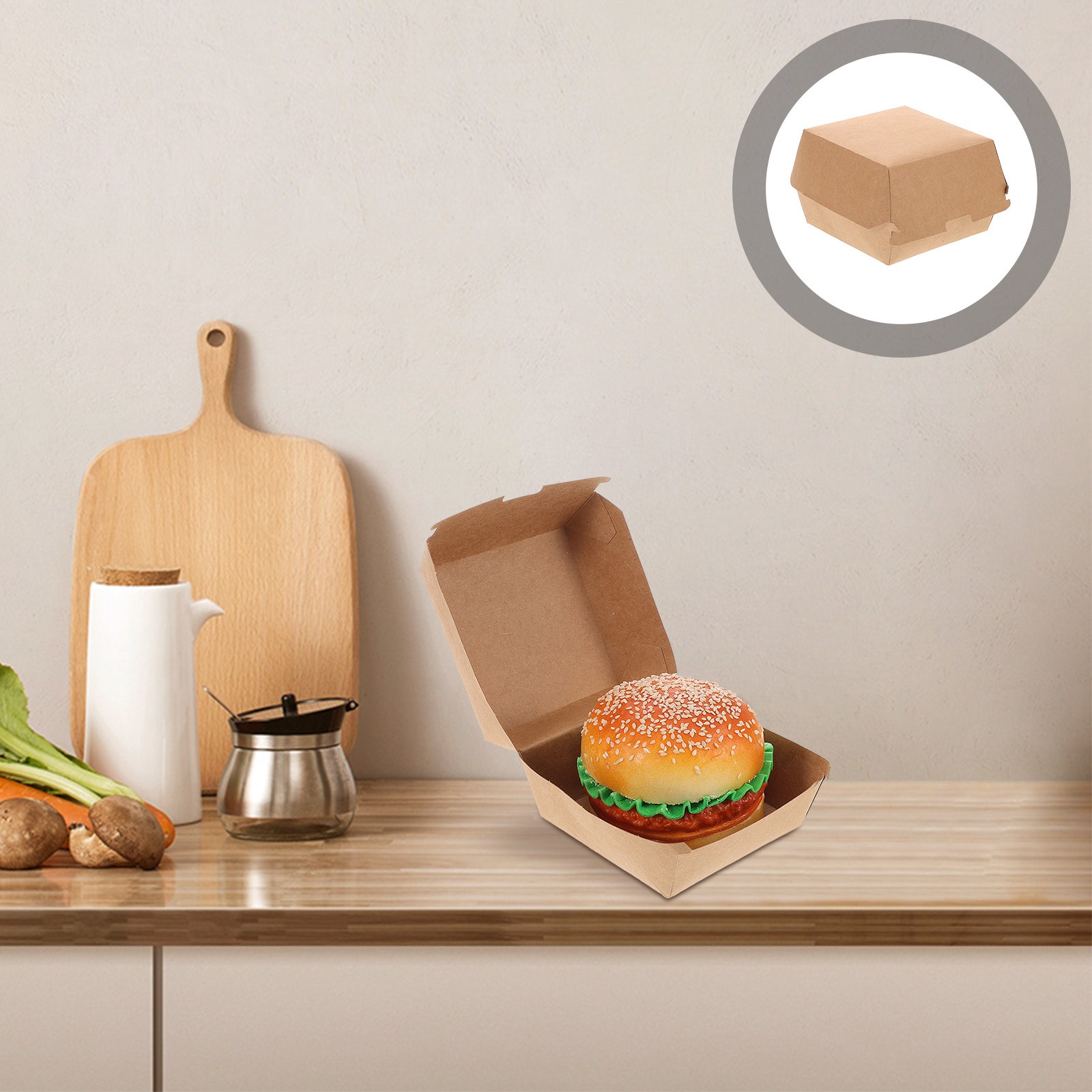 Snacks Food Usa - 30個入りバーガーボックス クラフト紙製 食品グレード 使い捨てテイクアウト用食品容器 サンドイッチスナックホルダー ピクニック用パッケージ