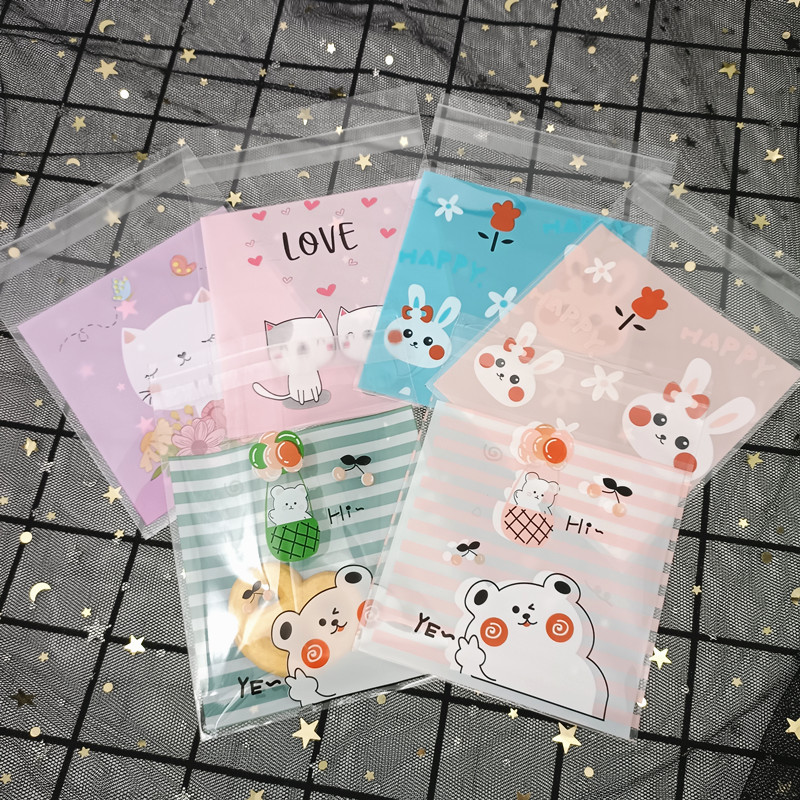 Xmas Food Snacks - クッキー,スナック,キャンディー包装用の粘着性のプラスチック製ポーチ,100個,新しいコレクション