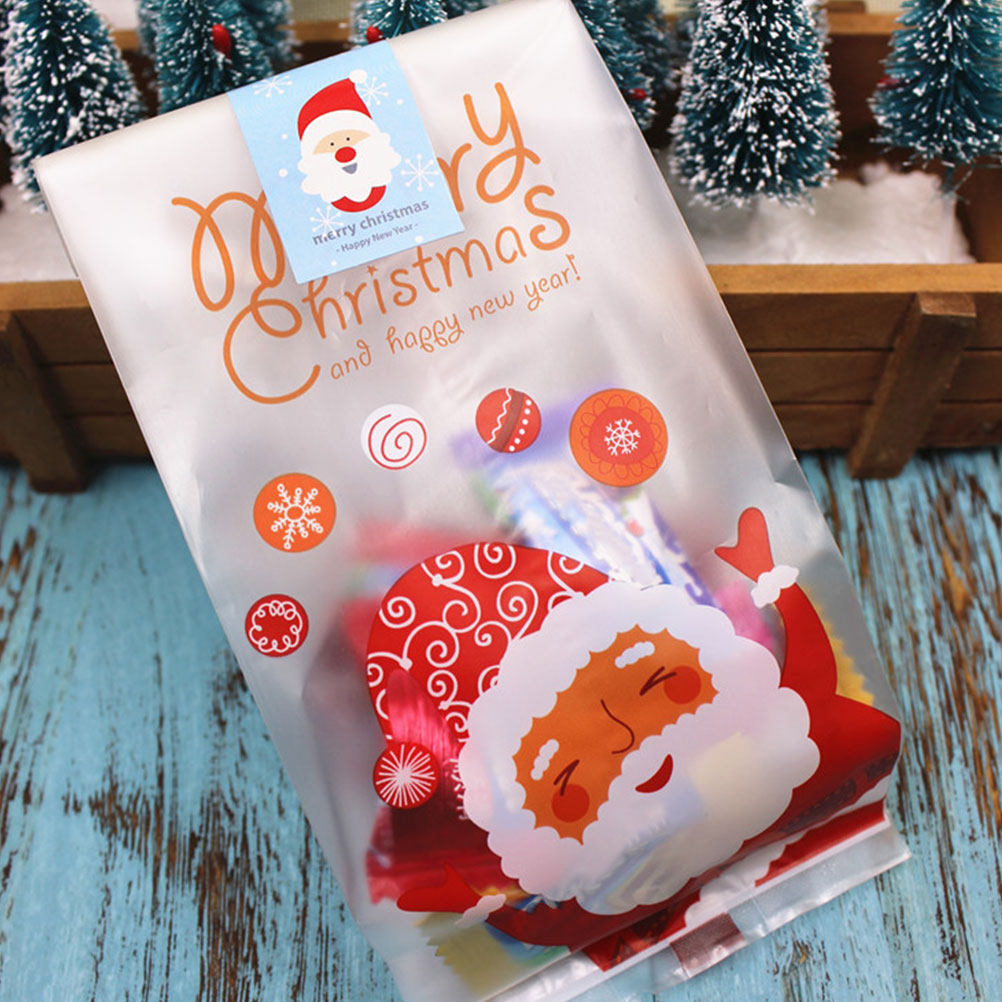 50枚入りプラスチック製ベーキングバッグ クリスマス柄ギフト - Xmas Food Snacks のレビューと価格