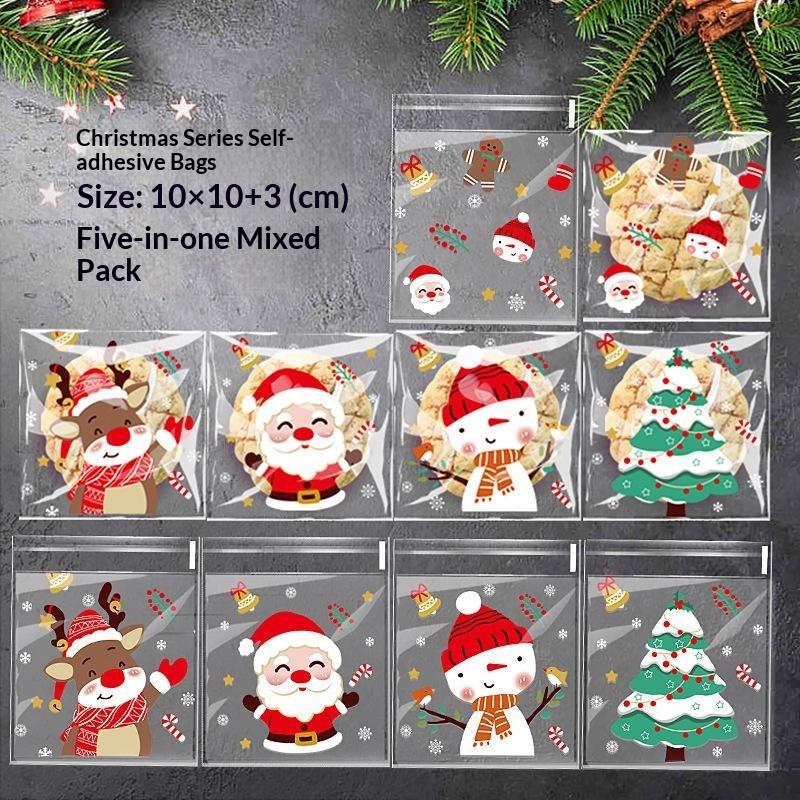 100 個のクリスマス自己粘着トリートバッグ食品グレードの透 - Xmas Food Snacks のレビューと価格