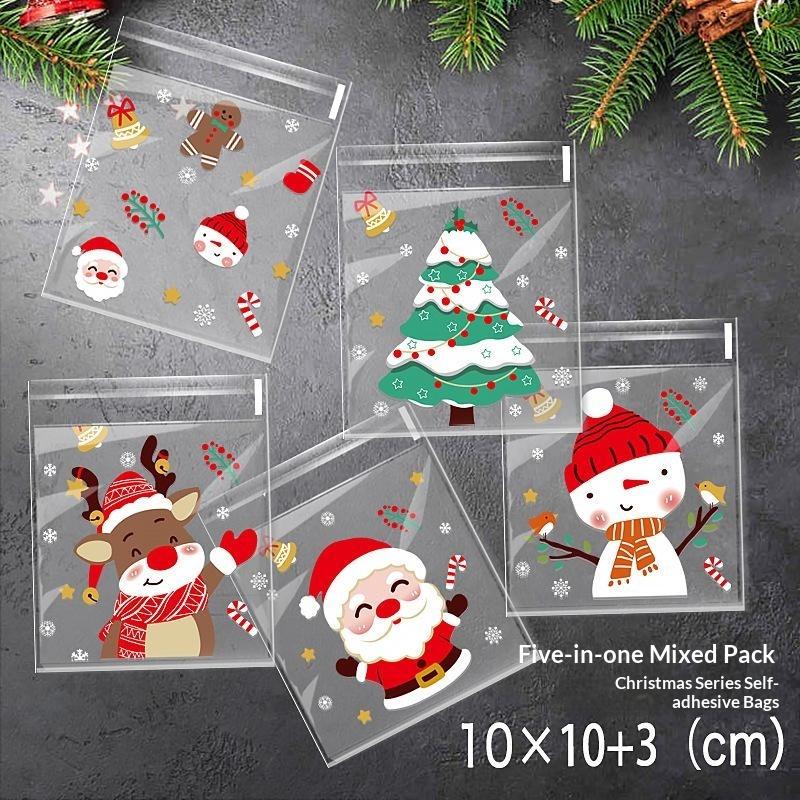 100 個のクリスマス自己粘着トリートバッグ食品グレードの透 - Xmas Food Snacks のレビューと価格
