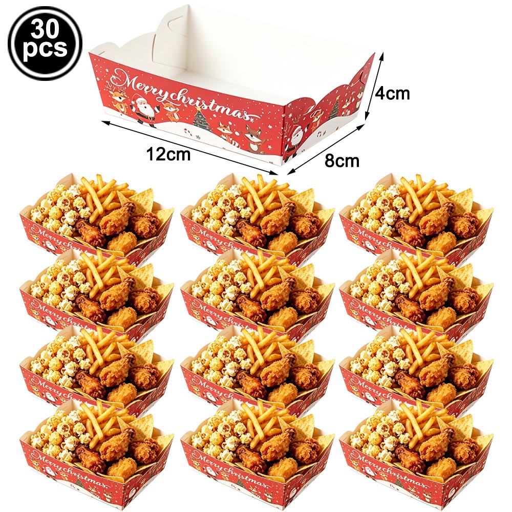 サンタクロースのテーマ使い捨て食器紙製スナックフードトレイク - Xmas Food Snacks のレビューと価格