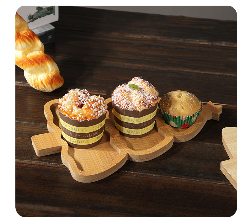 クリスマスプレート木製トレイクリスマスツリー食器ドライフルー - Xmas Food Snacks のレビューと価格