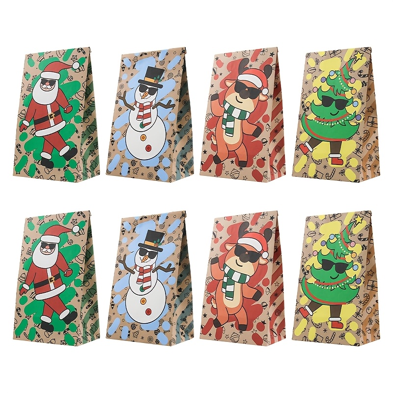クリスマス紙袋 24 個新しい角底ギフトバッグ耐油性スナック - Xmas Food Snacks のレビューと価格
