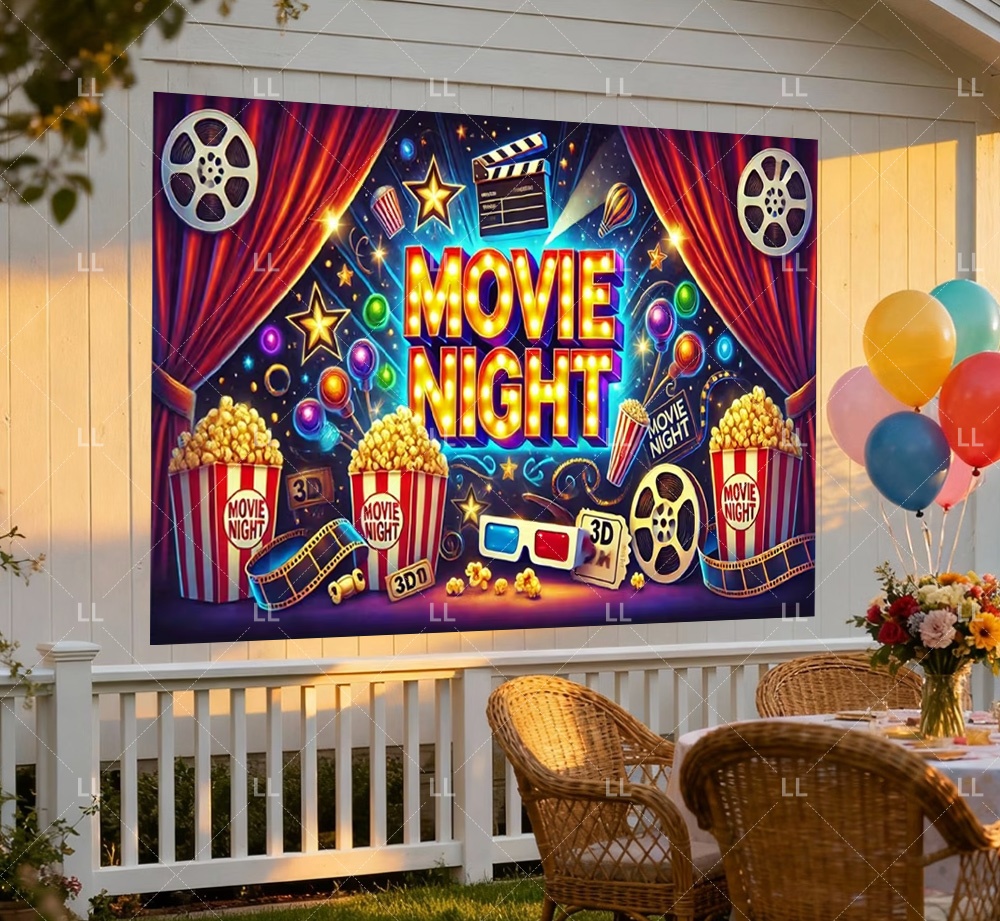 ヴィンテージ映画映画ナイトパーティーデコレーションフィルムリ - Food Snacks Background のレビューと価格